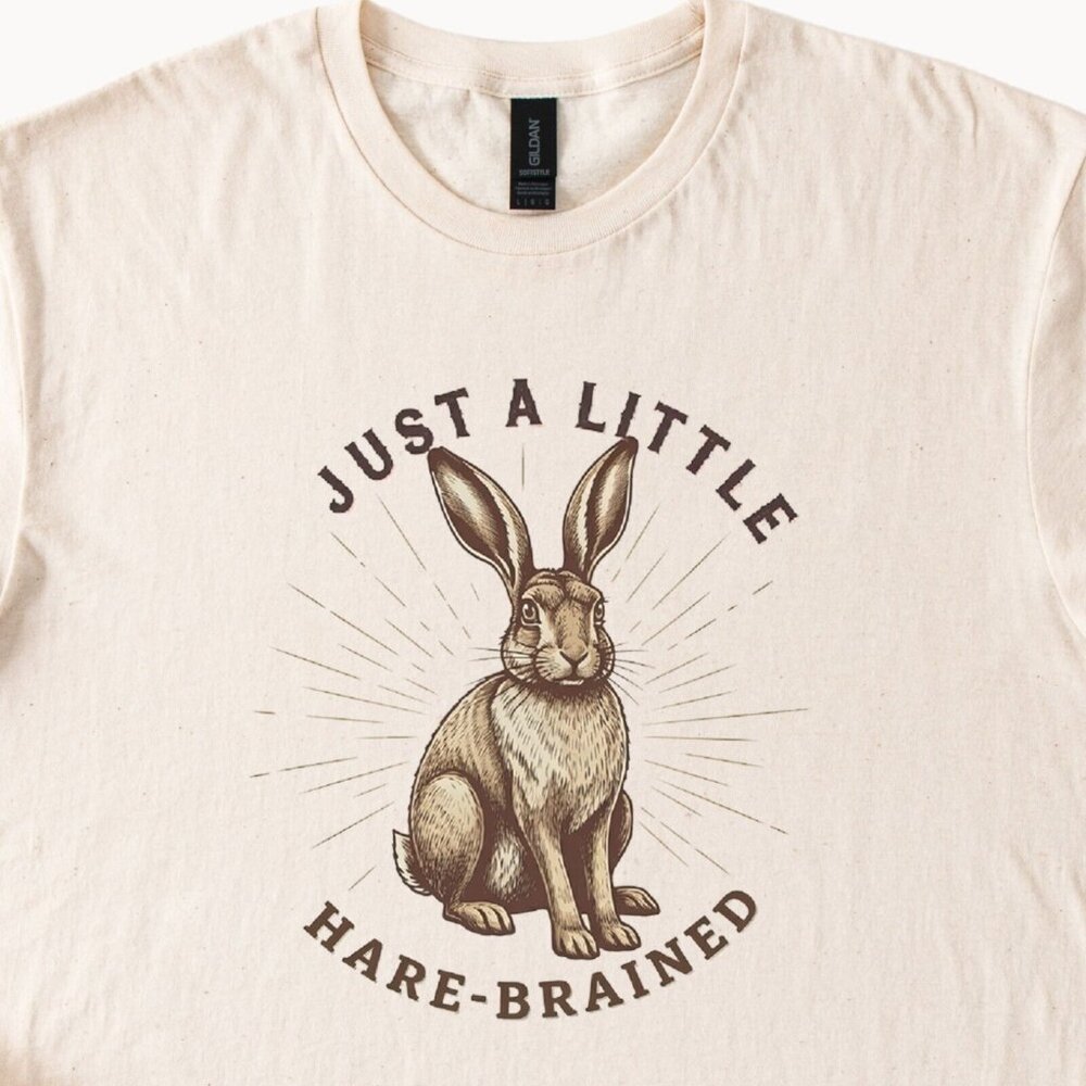 Rabbit Shirt Unisex Funny Just A Little Hare Brained Rabbit Graphic T Shirt